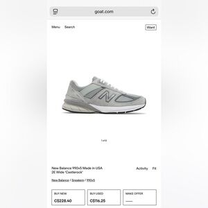 New Balance 990v5 Men's Gray Sneakers